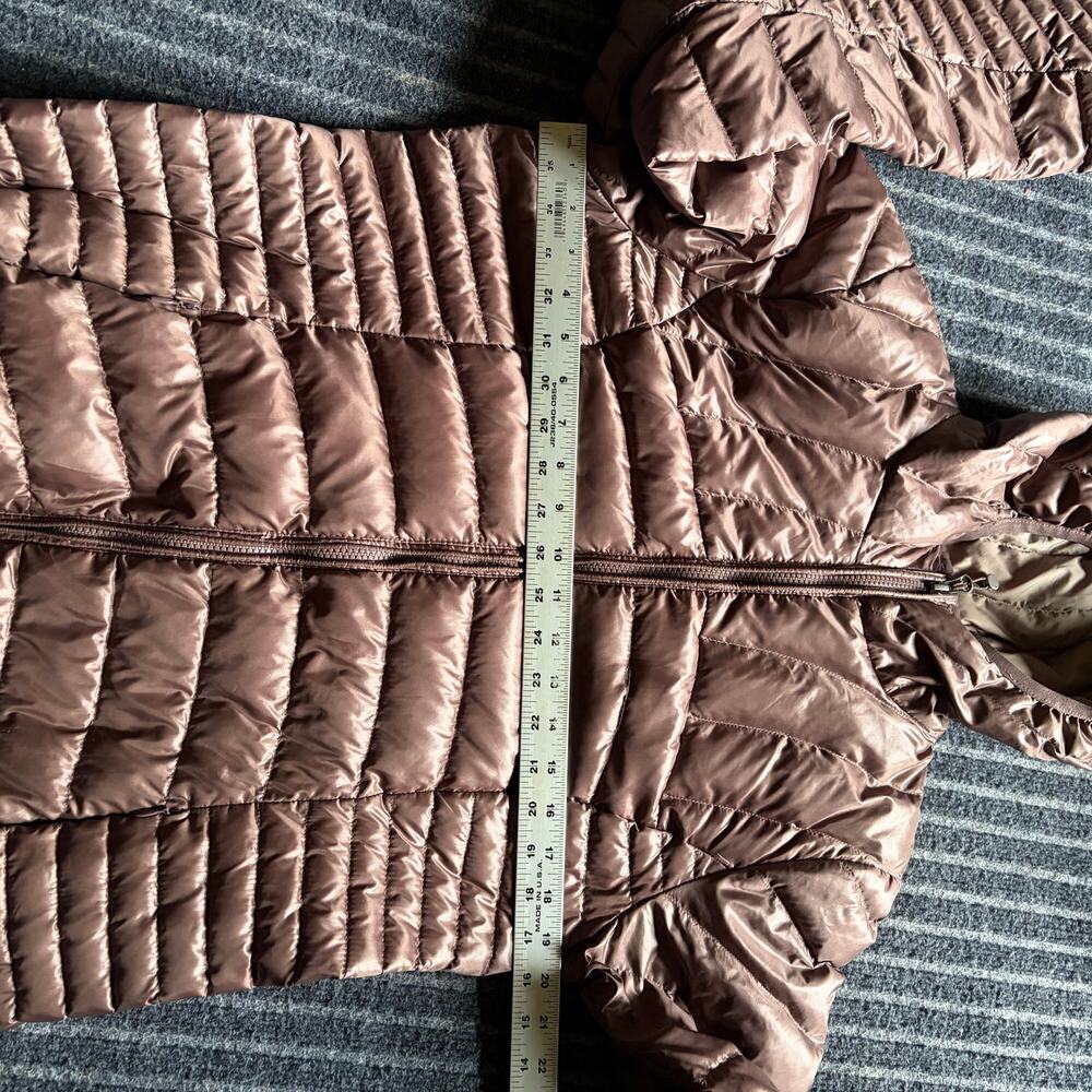 Eddie Bauer Astoria Down Parka Size Large Hooded Brown Long - Picture 9 of 9